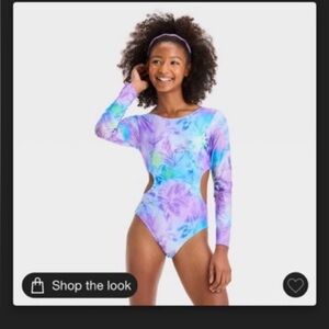 art class Kids Floral Bodysuit - SZ XL -Purple and Blue